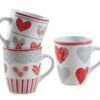 Mug En Grès Coeur Rouge (Lot De 3)