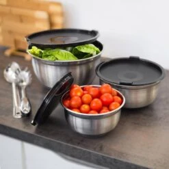 Lot De 3 Bols En Acier Inoxydable -Cuisine Ustensiles Magasin 6439cd01de194c9dbadaadac29cd86ea