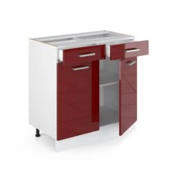 Meuble Bas R-Line 80cm Bordeaux /blanc -Cuisine Ustensiles Magasin 7ddb914b2b6d4663894d58d2ba09c9a1