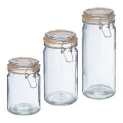 Bocaux En Verre En Lot De 3 -Cuisine Ustensiles Magasin 828209c3afb14221a2f4183a72b49cc2