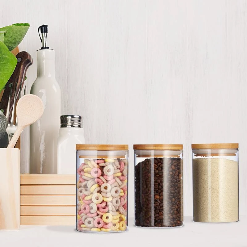 Jeu De 3 Pots De Stockage En Verre 800ml 5 Jeu De 3 Pots De Stockage En Verre 800ml – Image 3