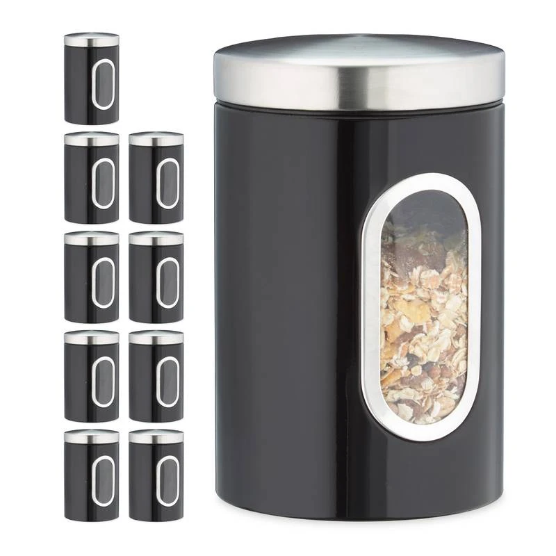 10x Bocaux En Métal Avec Fenêtre Noire 3 10x Bocaux En Métal Avec Fenêtre Noire