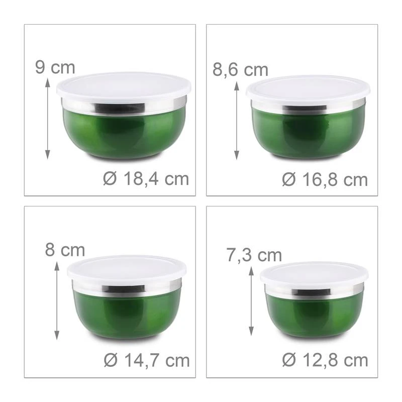 Bol Mélangeur Couvercle Lot 4 Saladiers 6 Bol Mélangeur Couvercle Lot 4 Saladiers – Image 4