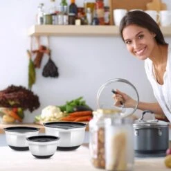 Lot De 3 Bols En Acier Inoxydable -Cuisine Ustensiles Magasin a886688fc42a412d95b208ce473e4505