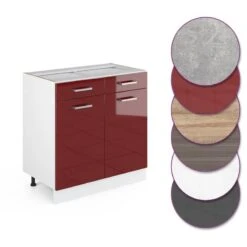 Meuble Bas R-Line 80cm Bordeaux /blanc -Cuisine Ustensiles Magasin b366552640ed42d0ae28e7a07705b782