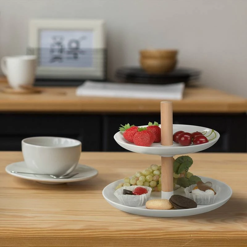 Serviteur à Gâteaux En Plastique & Bois 4 Serviteur à Gâteaux En Plastique & Bois – Image 2