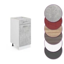 Meuble Bas R-Line 40cm Béton/blanc -Cuisine Ustensiles Magasin be8263faf41e4070b331386f3133dc81