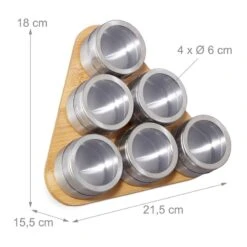 Étagère à épices Bambou 6 Pots Inox 19 Étagère à épices Bambou 6 Pots Inox -Cuisine Ustensiles Magasin d8366520099349218d6b4be72b1d0daa