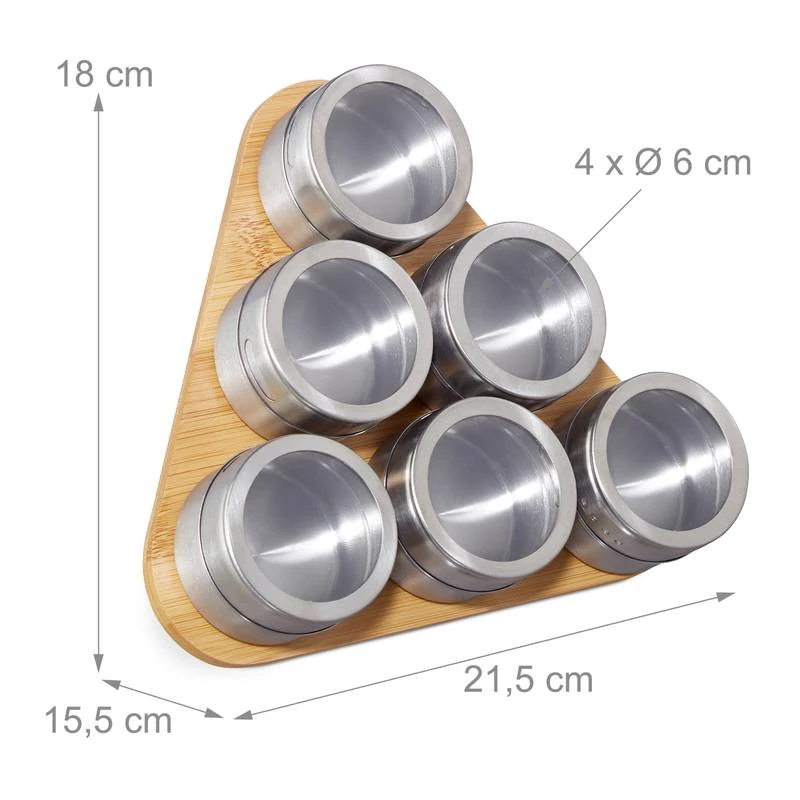 Étagère à épices Bambou 6 Pots Inox 11 Étagère à épices Bambou 6 Pots Inox – Image 9